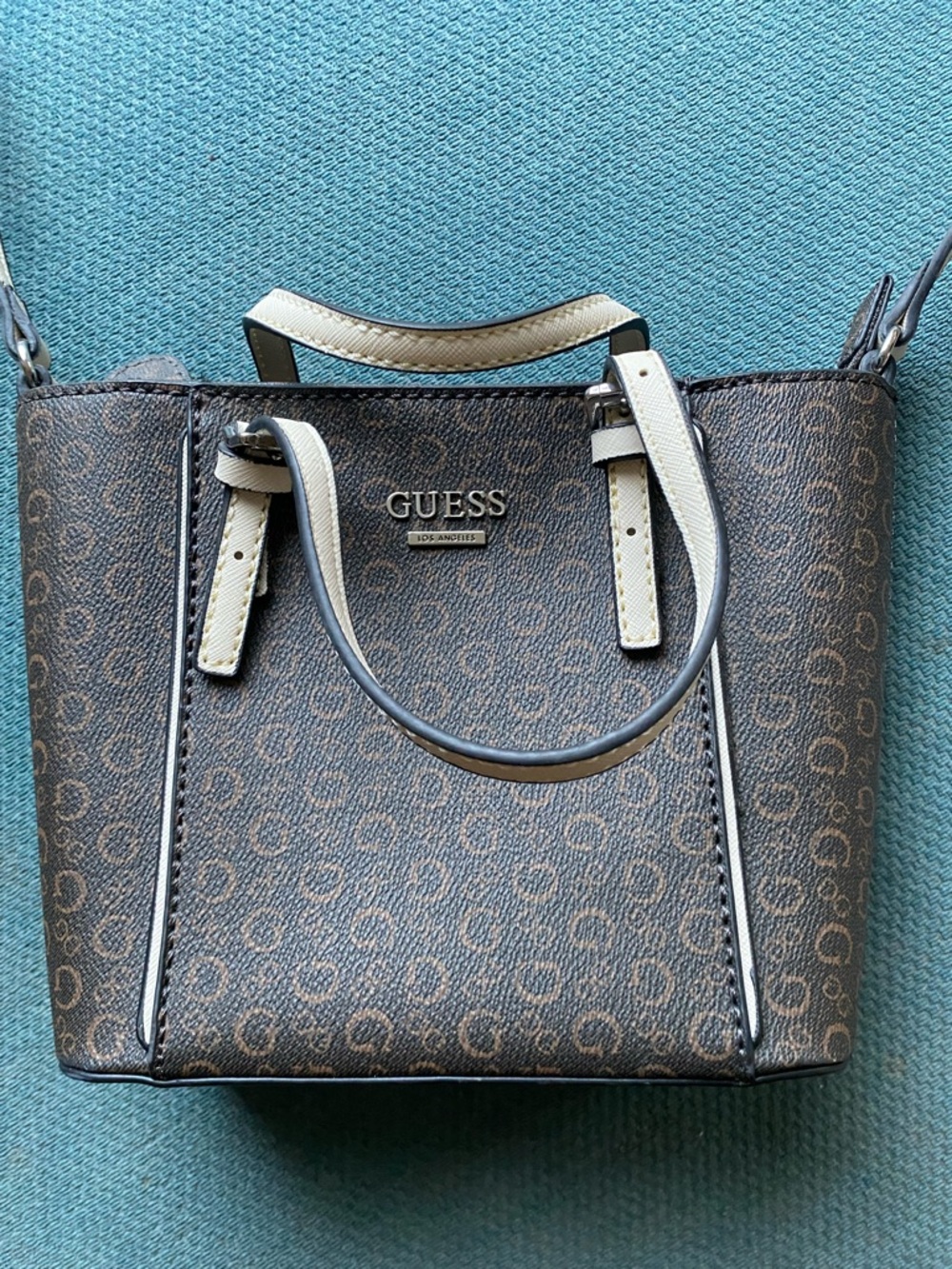GUESS Brown Logo Crossbody with Cream Trim